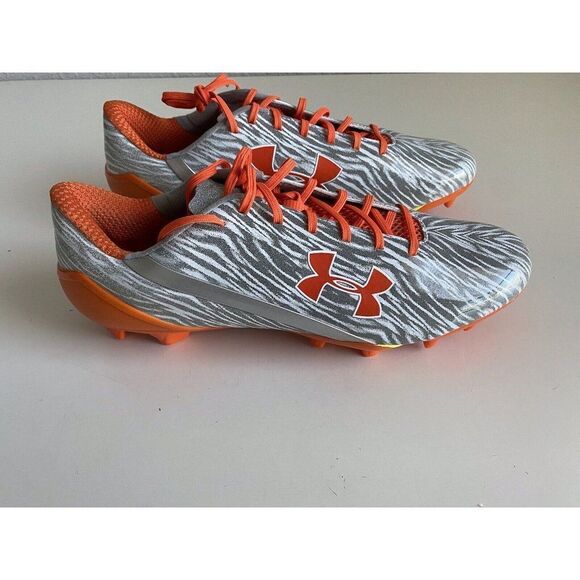 Men’s Sz 15 UNDER ARMOUR UA SPOTLIGHT MC FOOTBALL CLEATS 1287488-180 ORANGE/GRAY - Picture 5 of 8